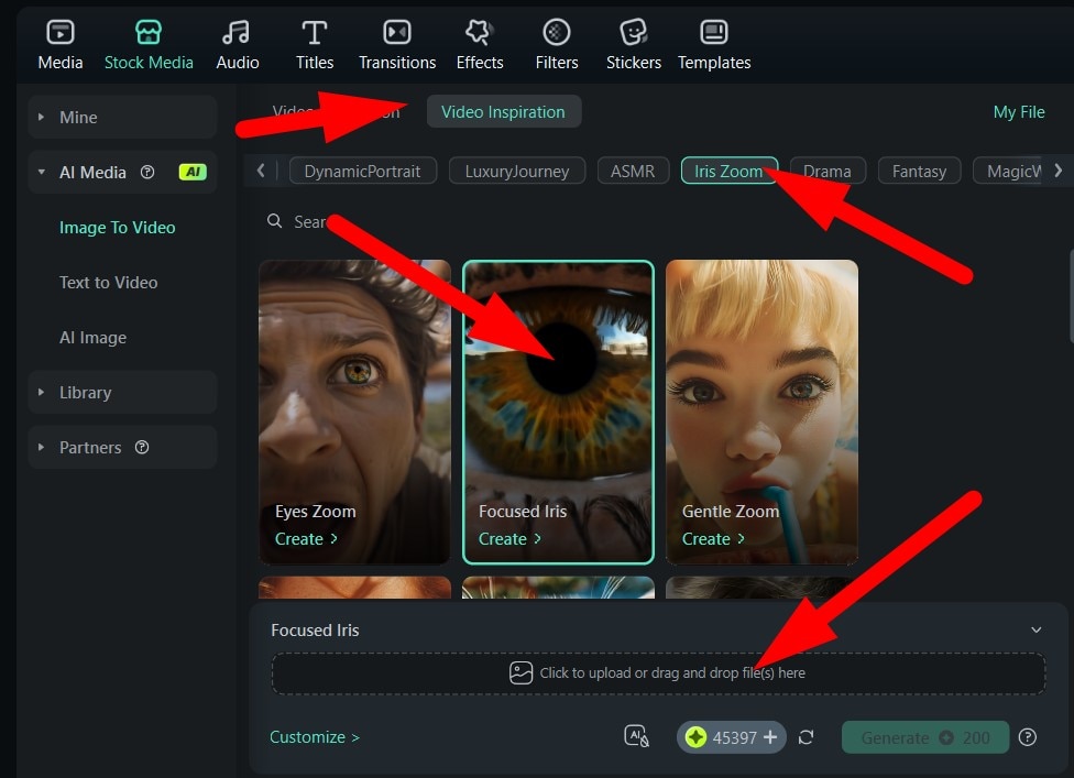 select eye zoom template filmora pc