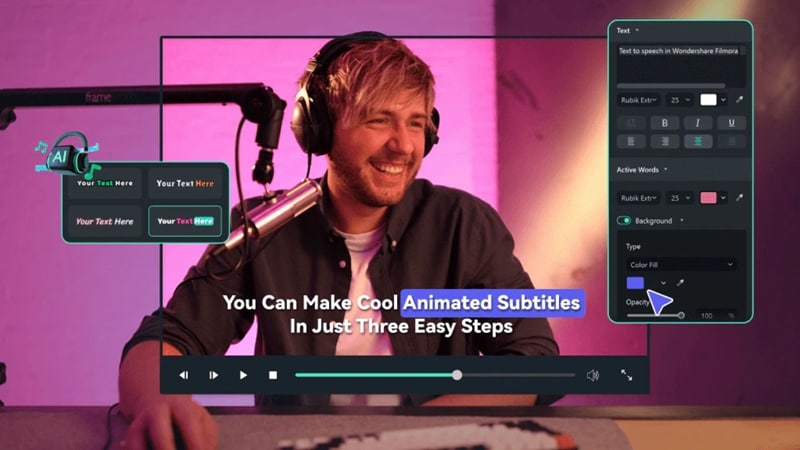 filmora ai caption feature