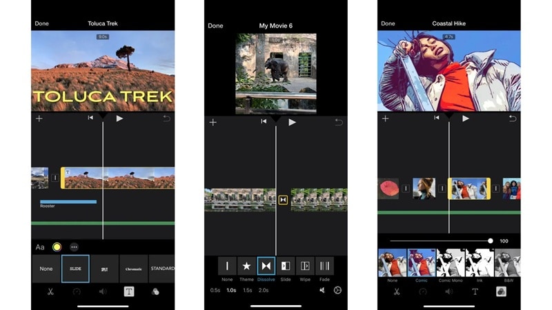 adding transitions text filters in imovie