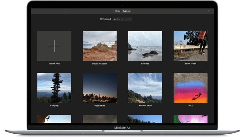 select project in imovie