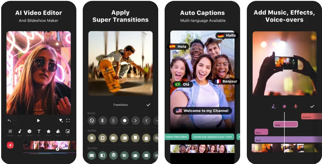 inshot vertical video editor mobile app