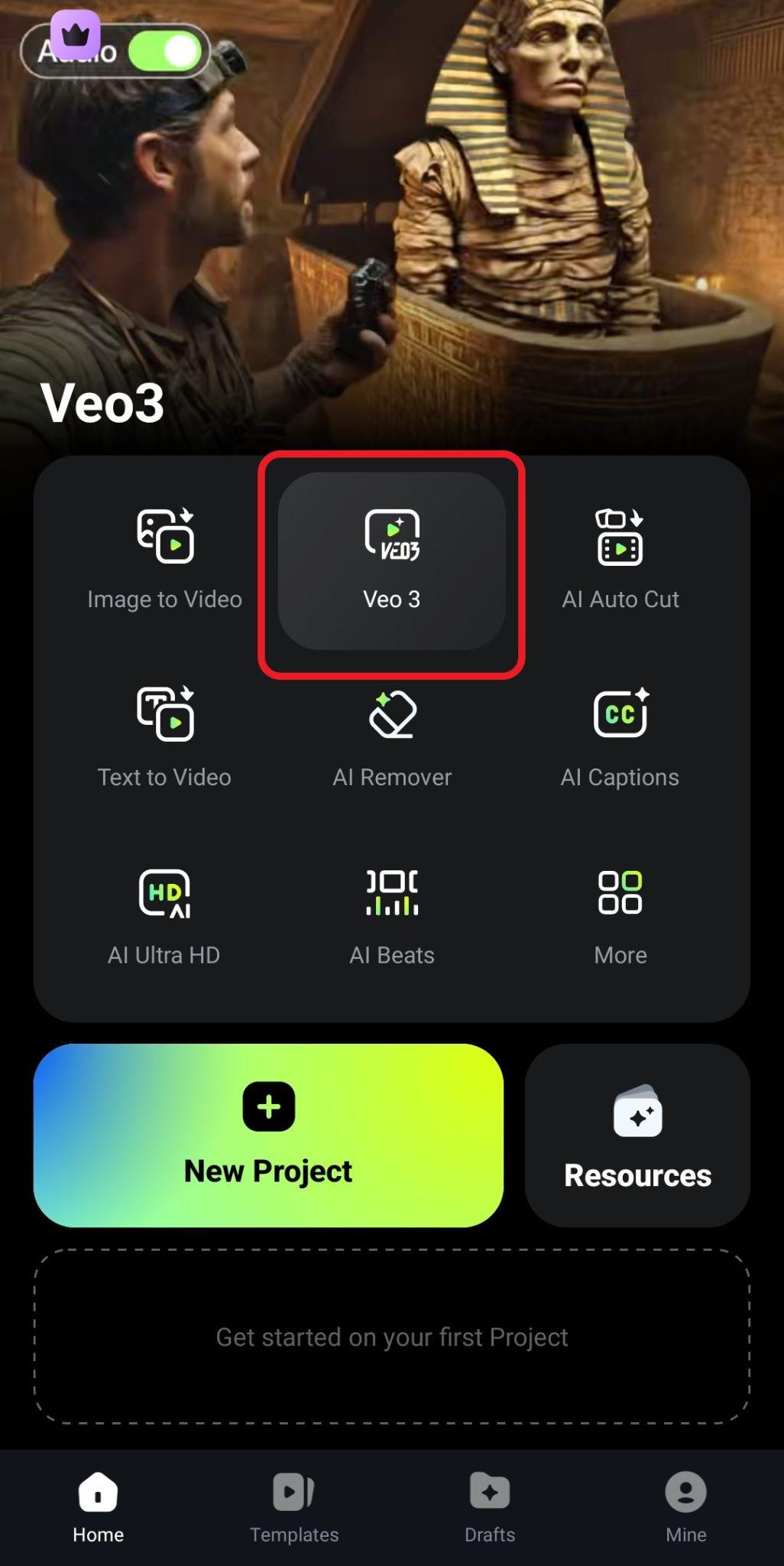 select veo three feature filmora mobile