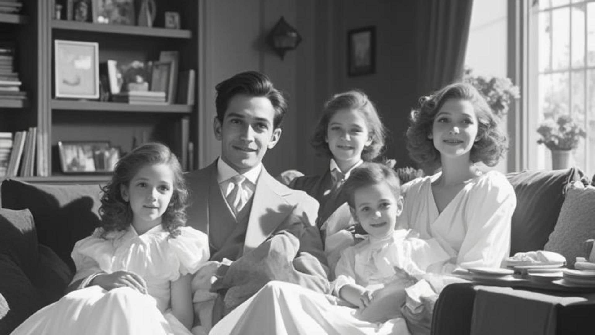 black and white family painting filmora