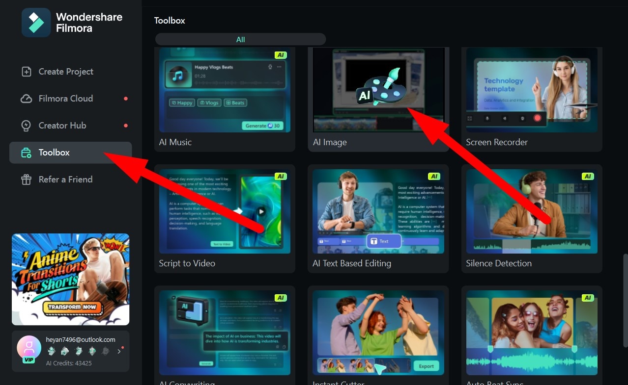 activate ai image feature filmora pc