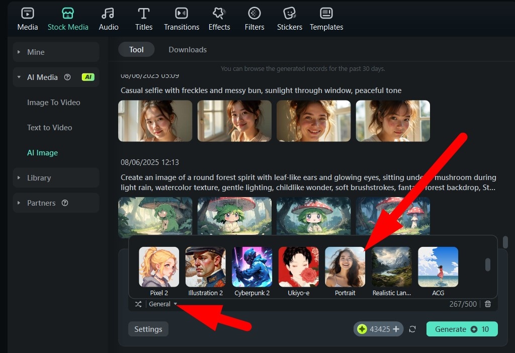 pick an image style ai image