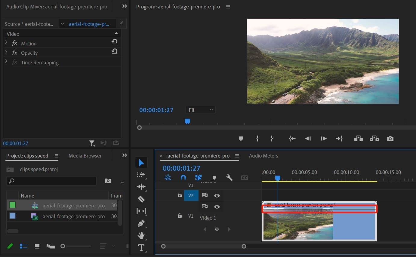 speed control interface adobe premiere pro