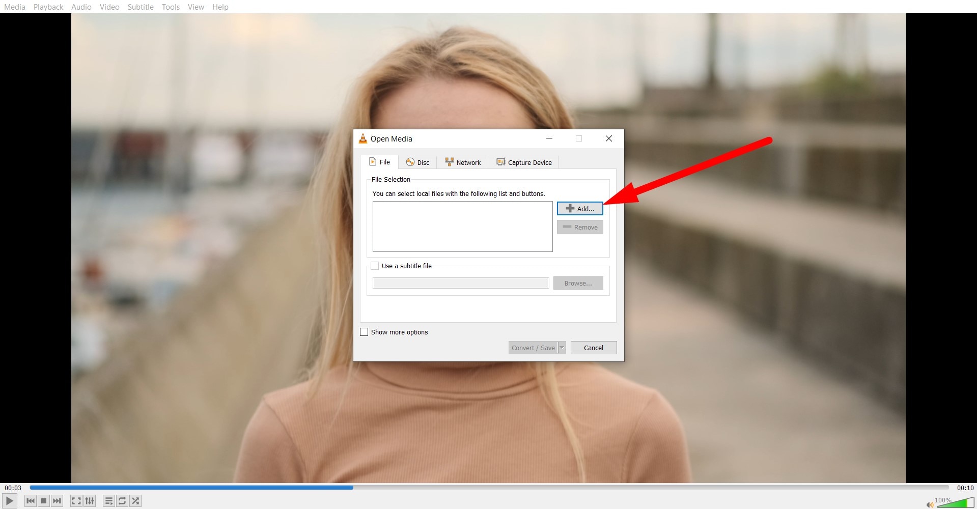 click on add to insert video