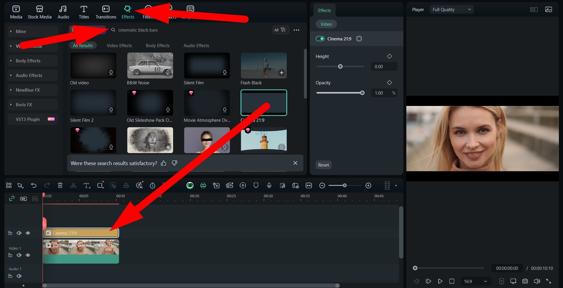 drag clip to editing timeline filmora