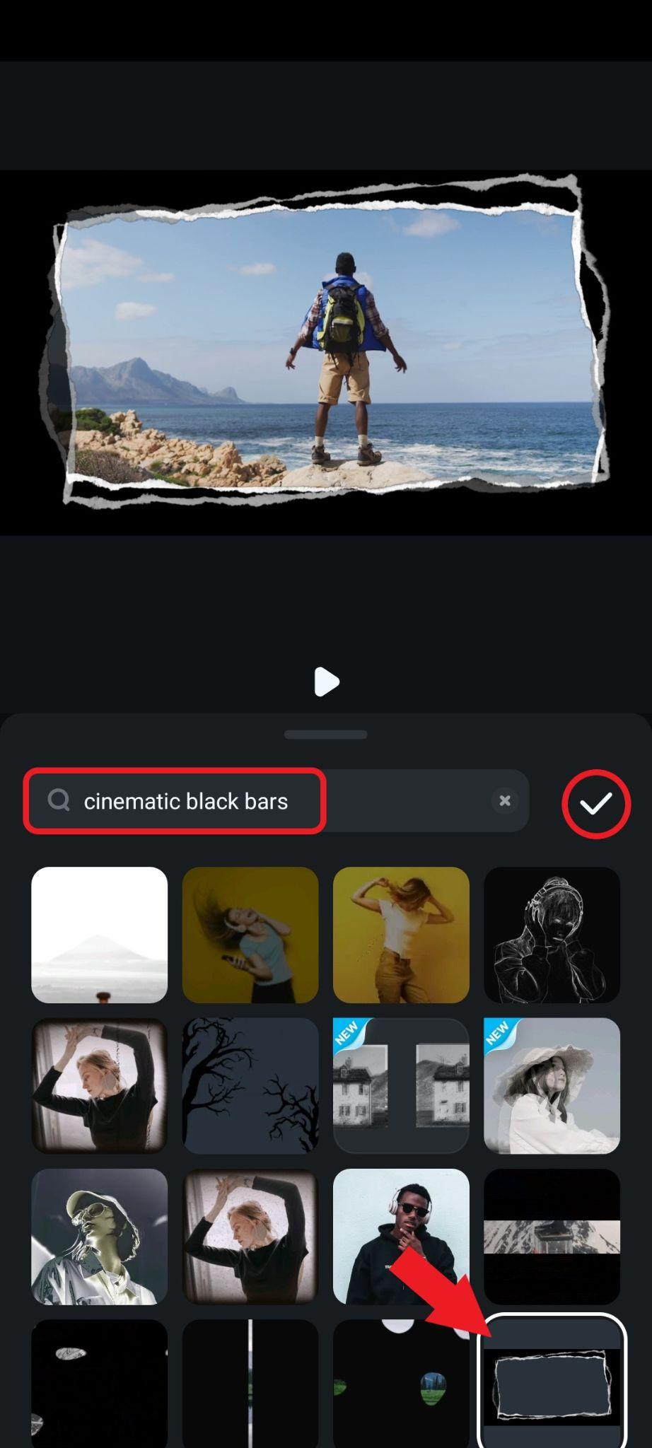 add cinematic black bars filmora mobile