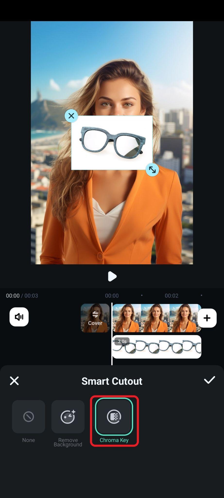select the chroma key feature mobile