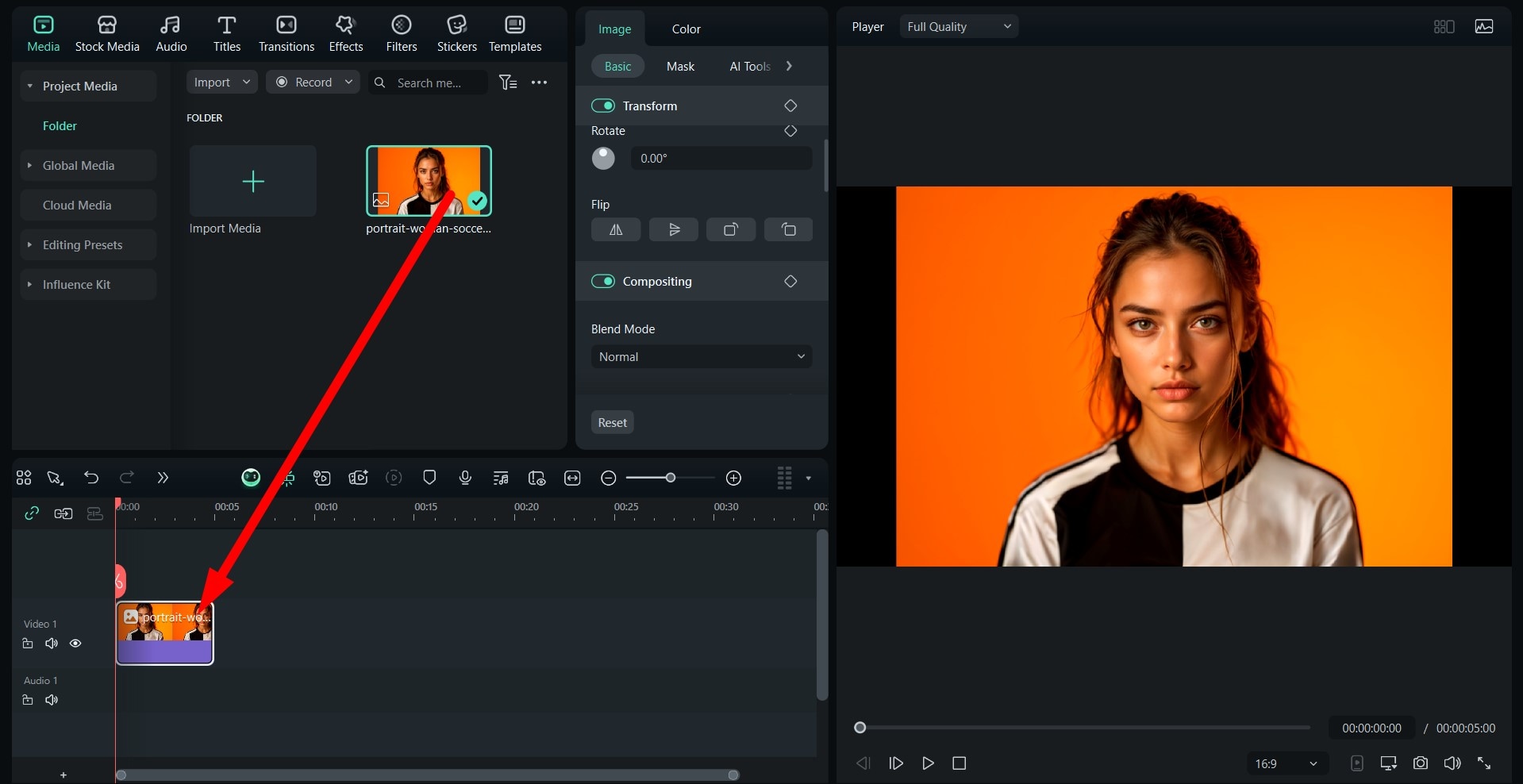 drag image to timeline filmora pc