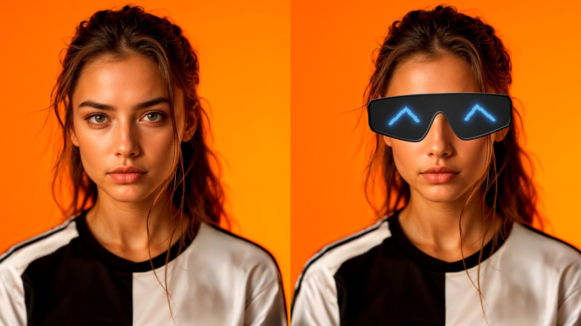 filmora add glasses effect comparison photo