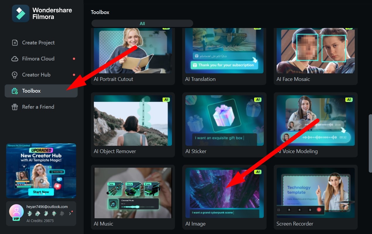 activate ai image feature filmora desktop