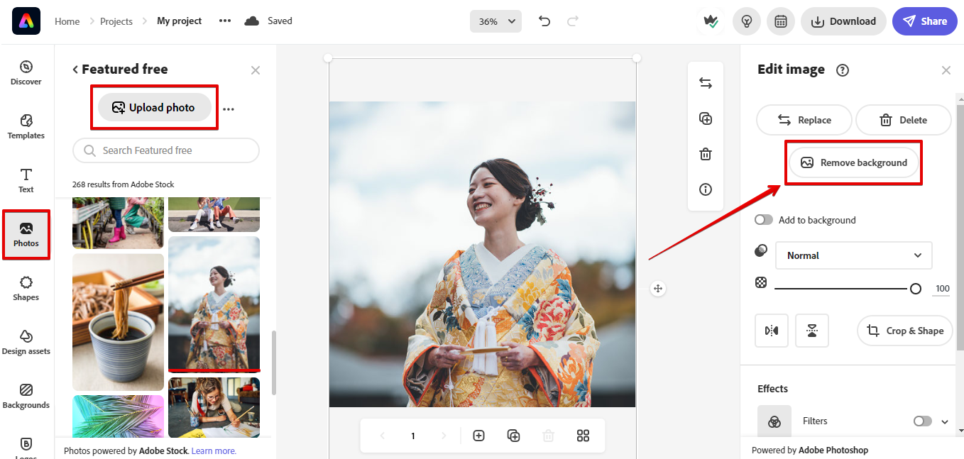 add person to photo adobe express