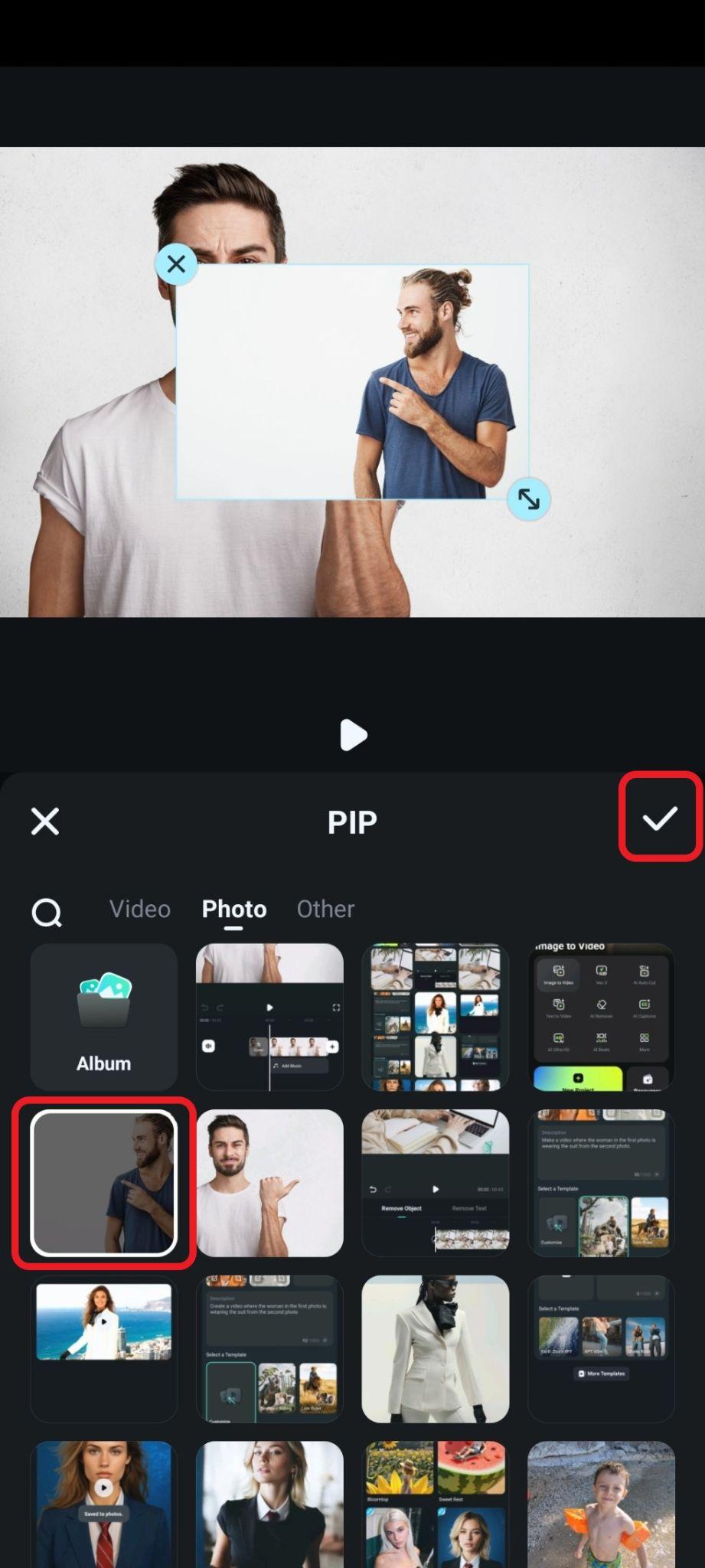 add another photo to filmora project