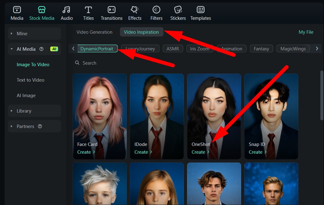 pick image transformation template filmora pc
