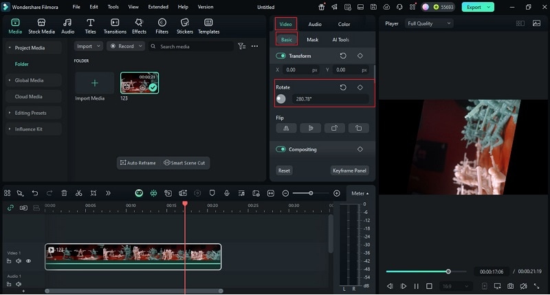 rotate video to certain degrees