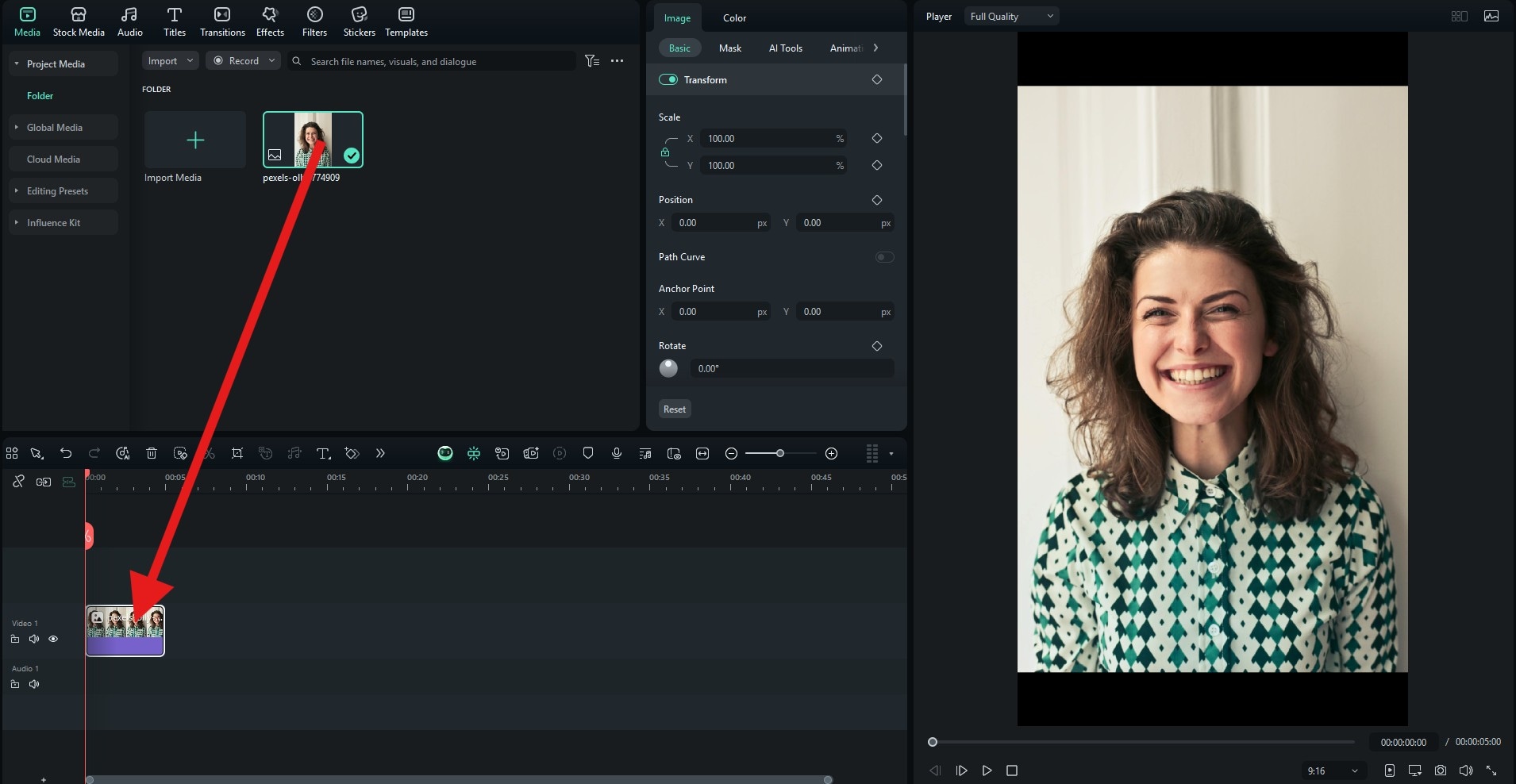 drag photos and videos to timeline