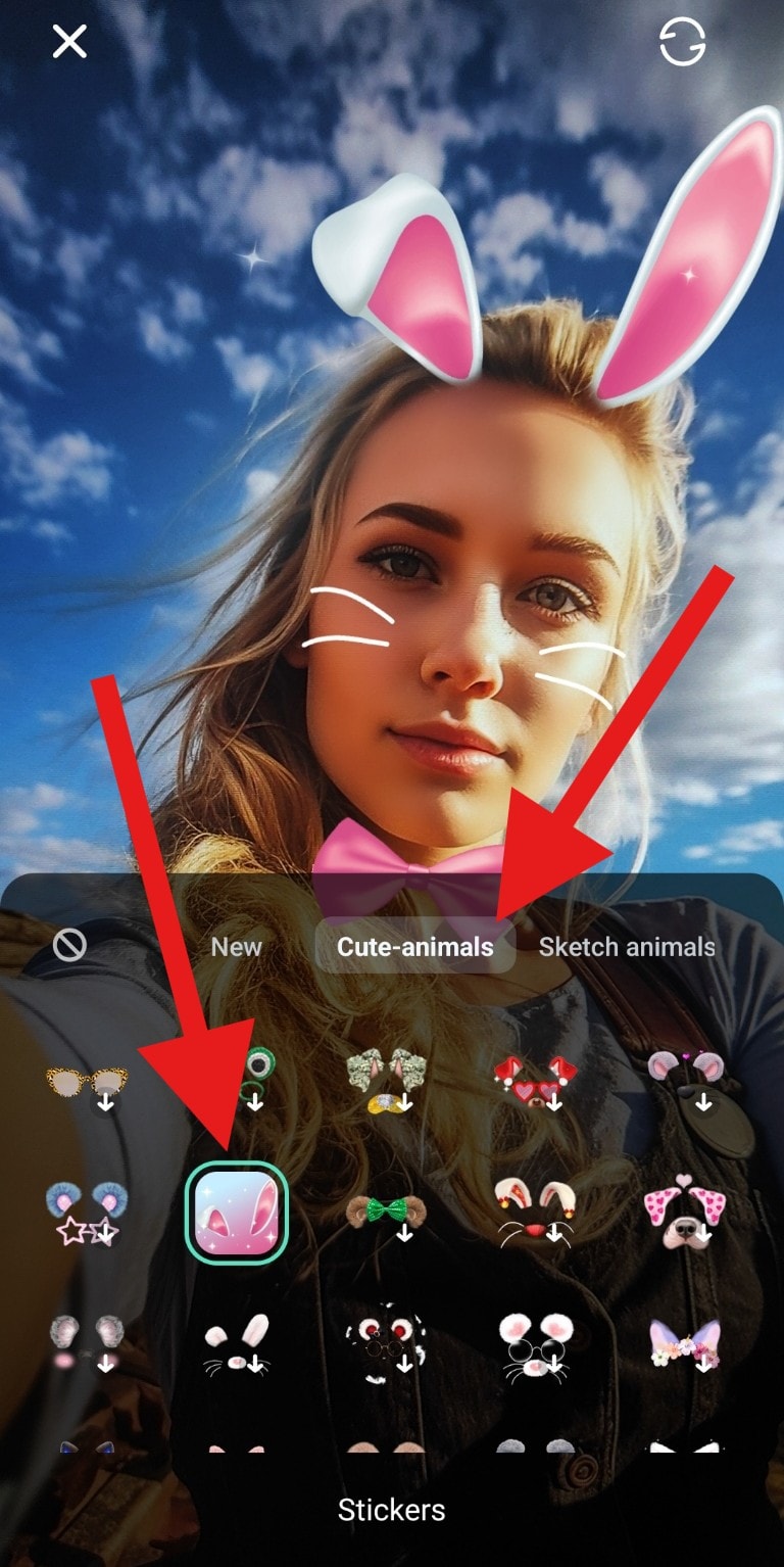 find bunny ear filter filmora mobile