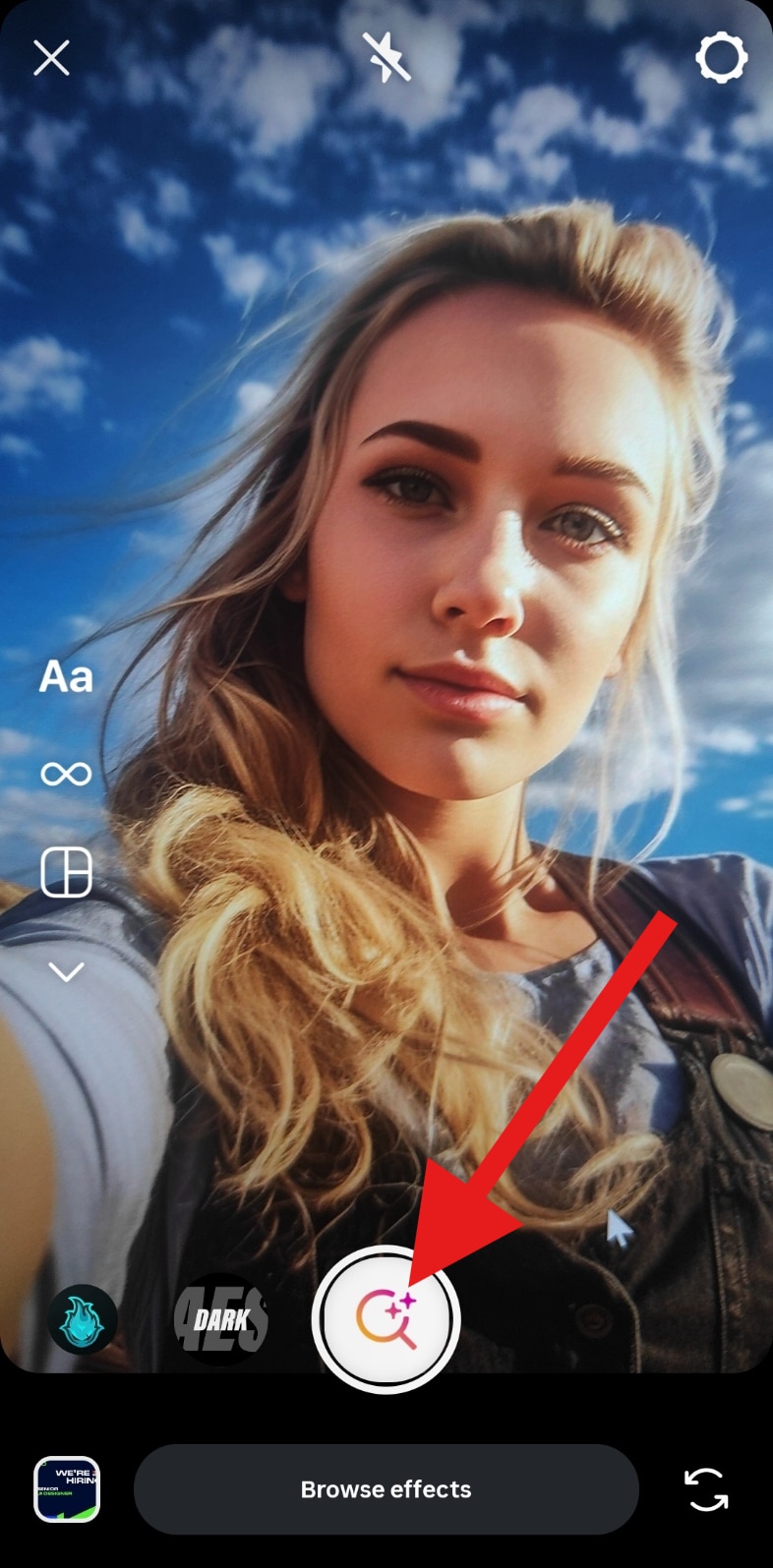 scroll to browse effects instagram app