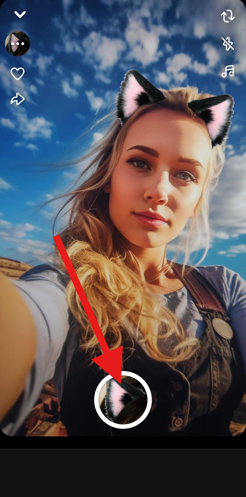snap photo using snapchat cat filter