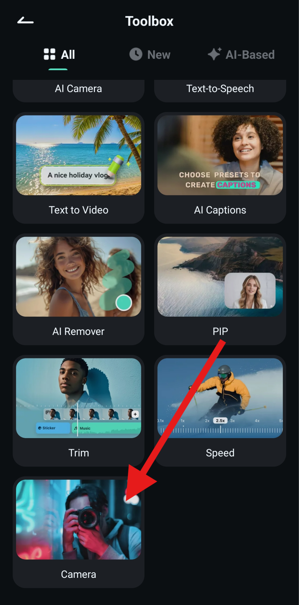 use filmora mobile camera ai feature