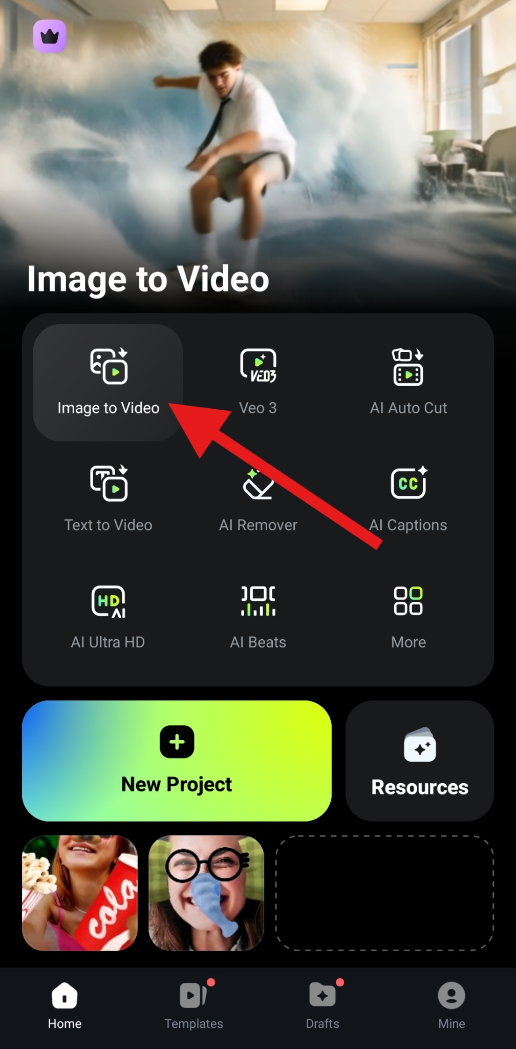 use image to video feature mobile