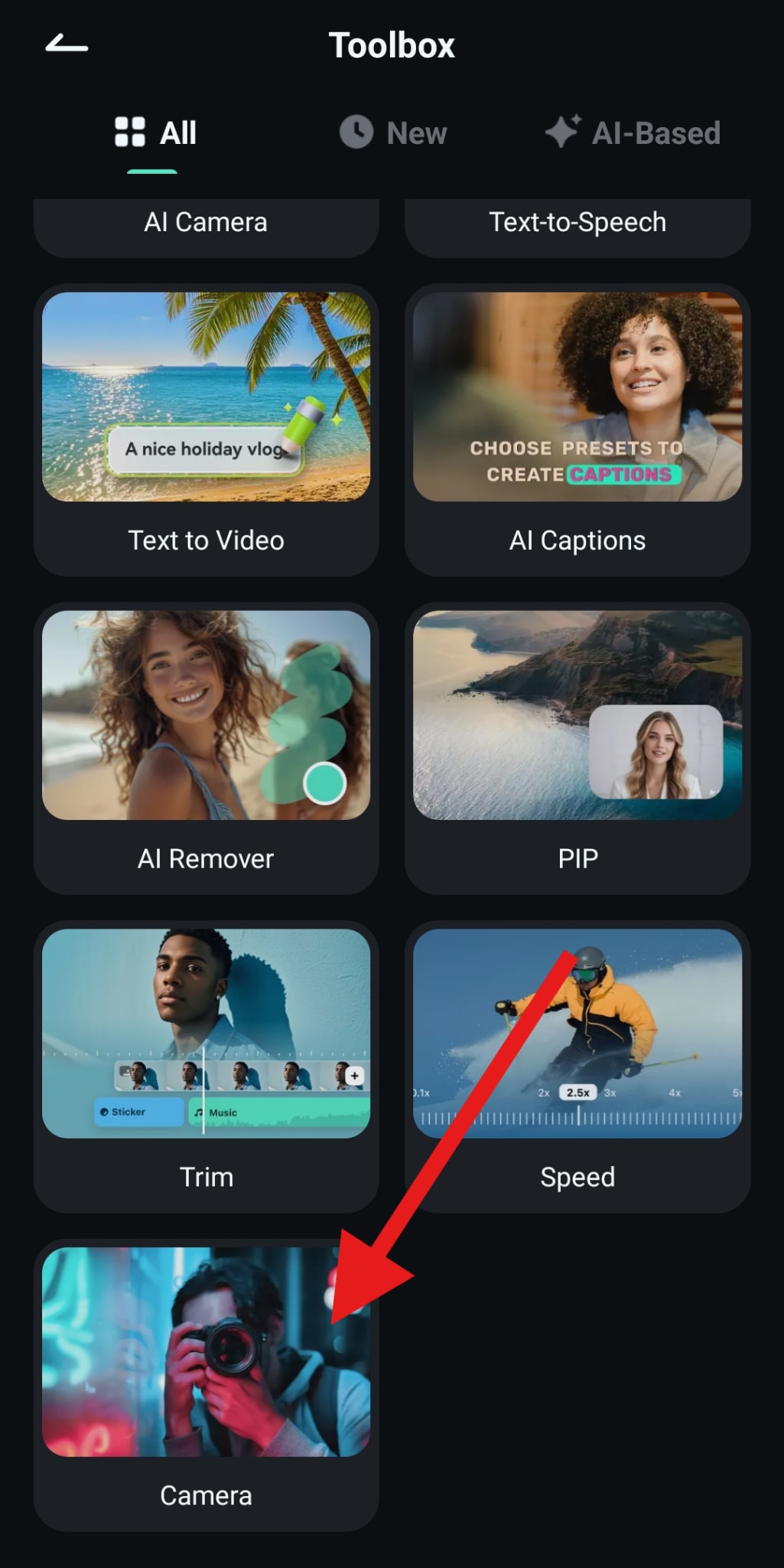 activate camera ai feature filmora mobile