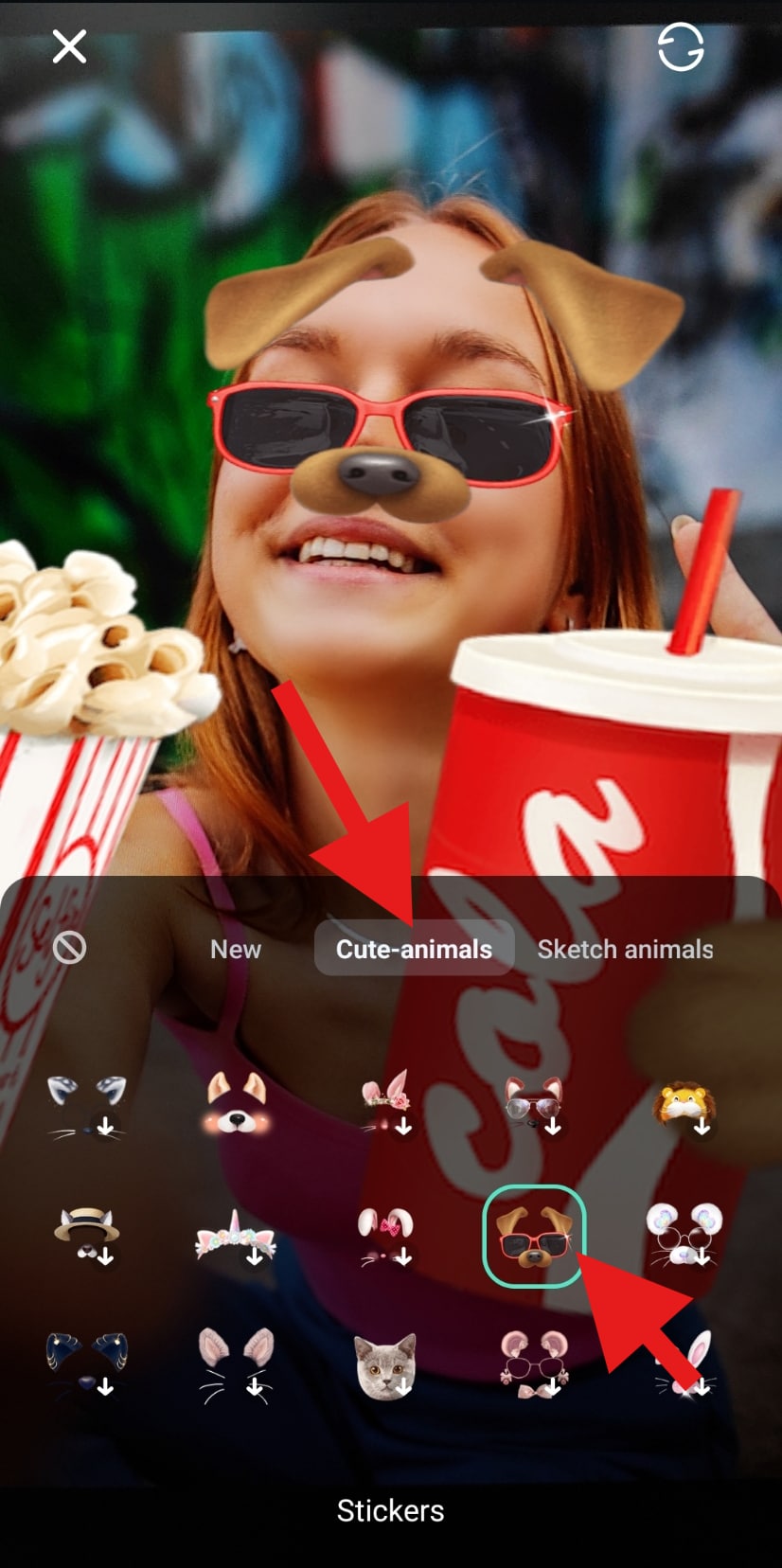 activate camera stickers feature filmora mobile