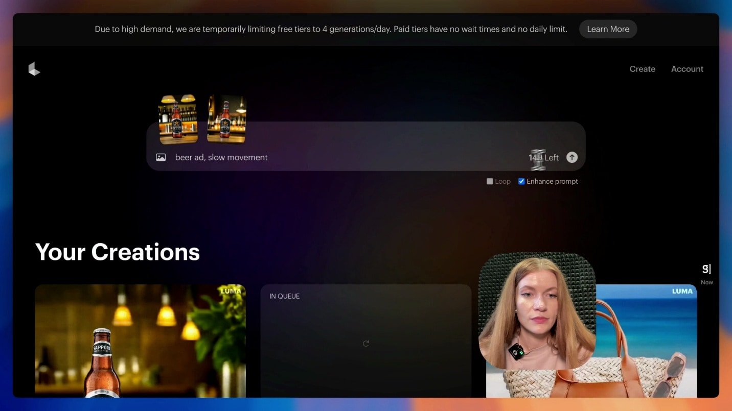 luma ai interface