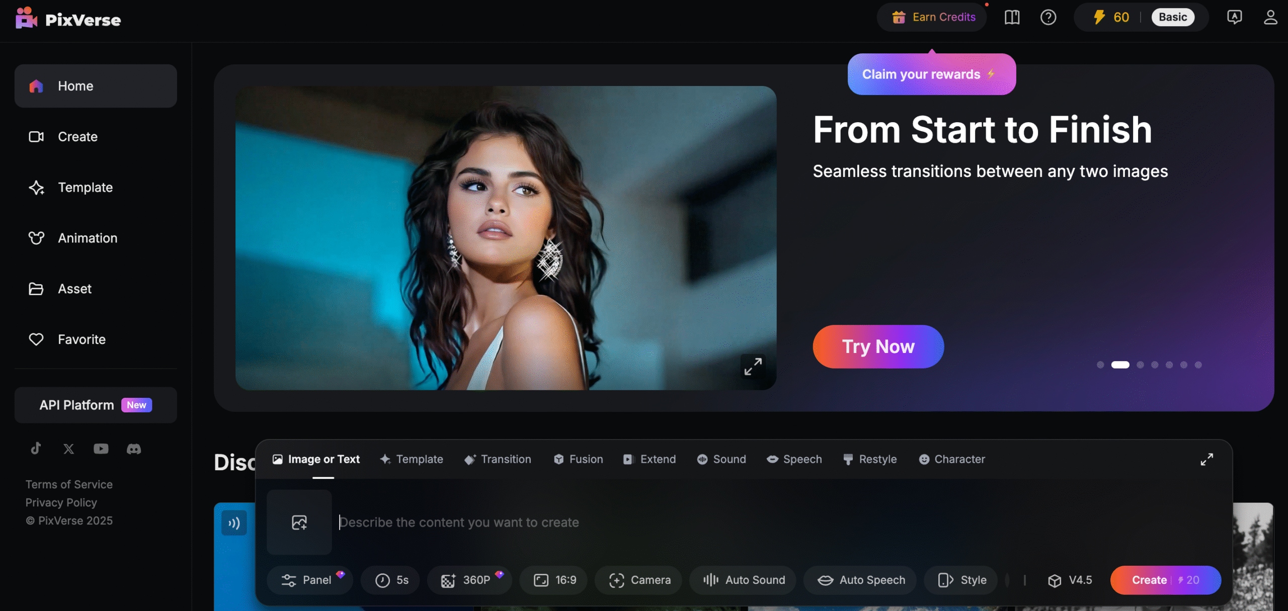 pixverse interface