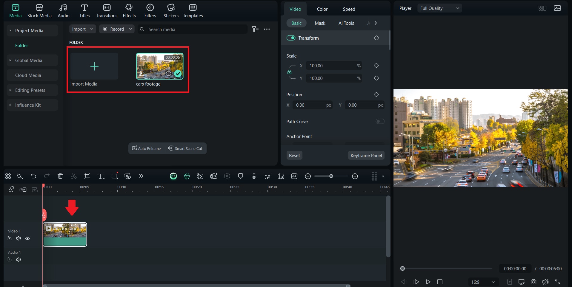import clips to filmora