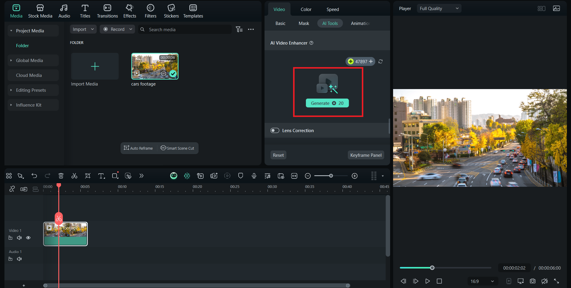 click generate to process enhancement