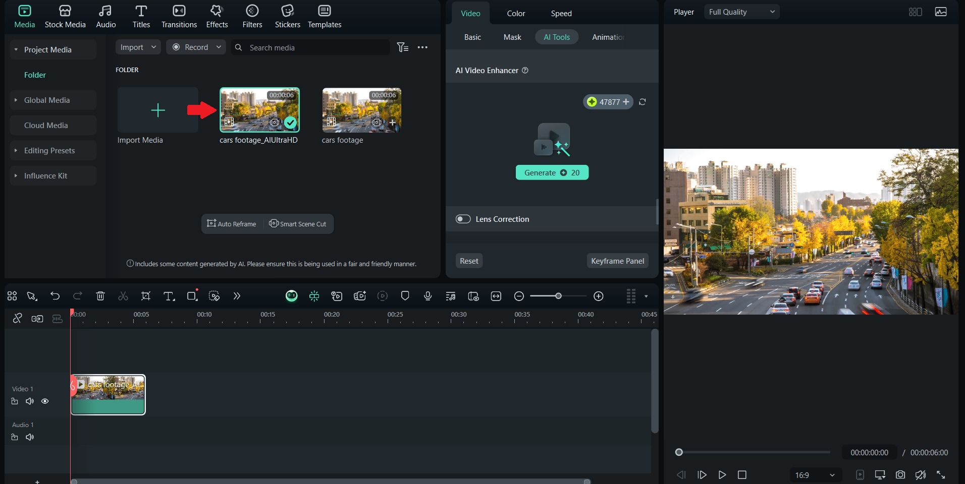 preview the video enhancement result