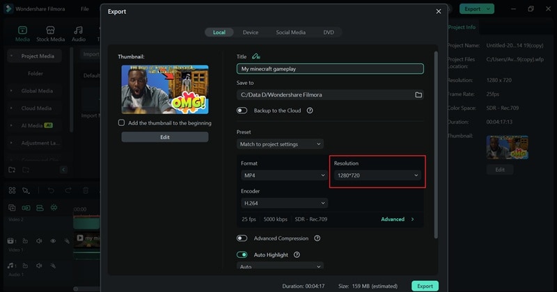 export your video