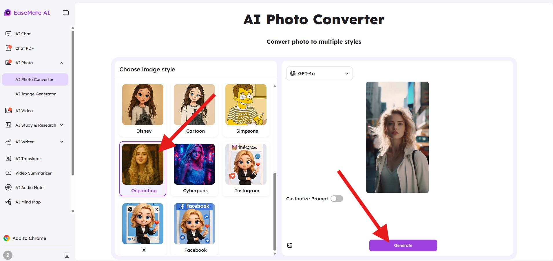 easemate ai oil painting photo converter