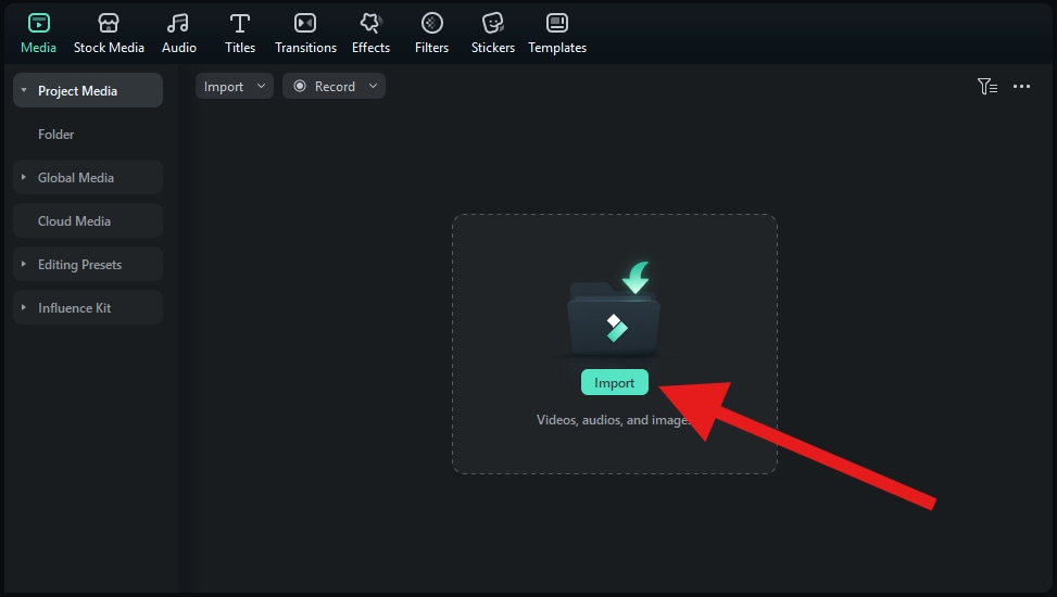 import photos to filmora desktop project
