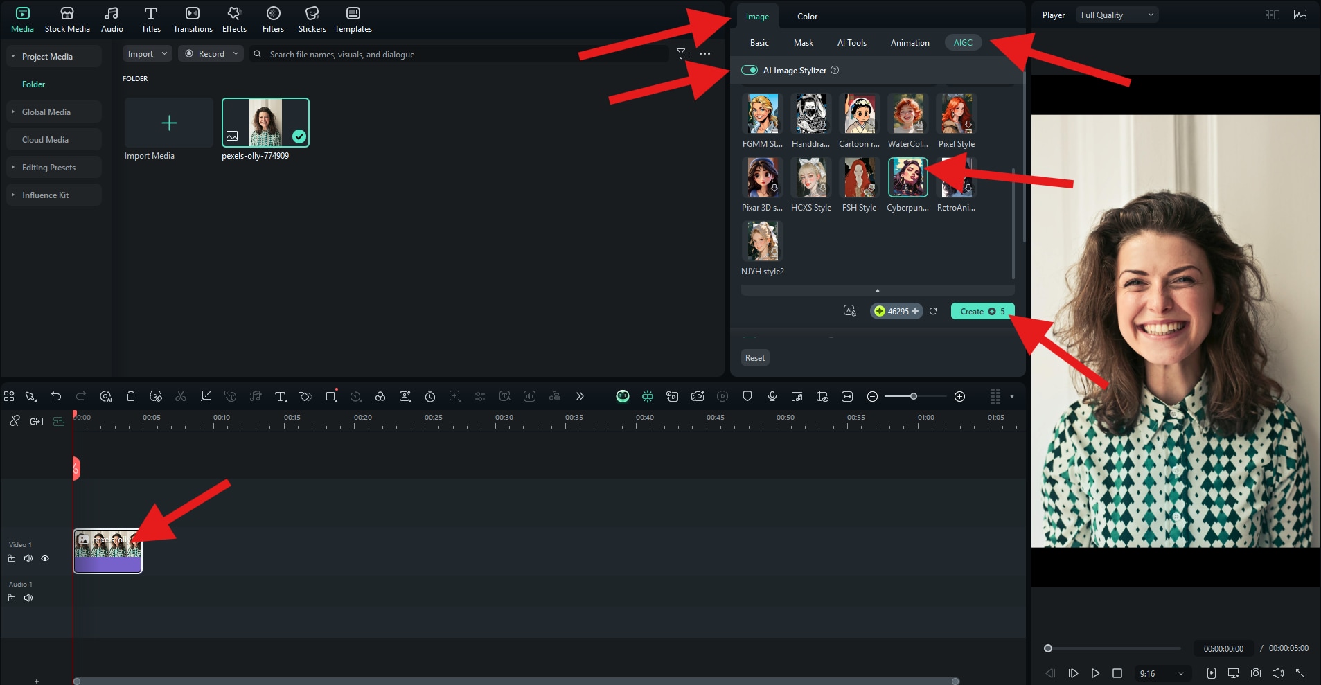 activate ai image stylizer filmora pc