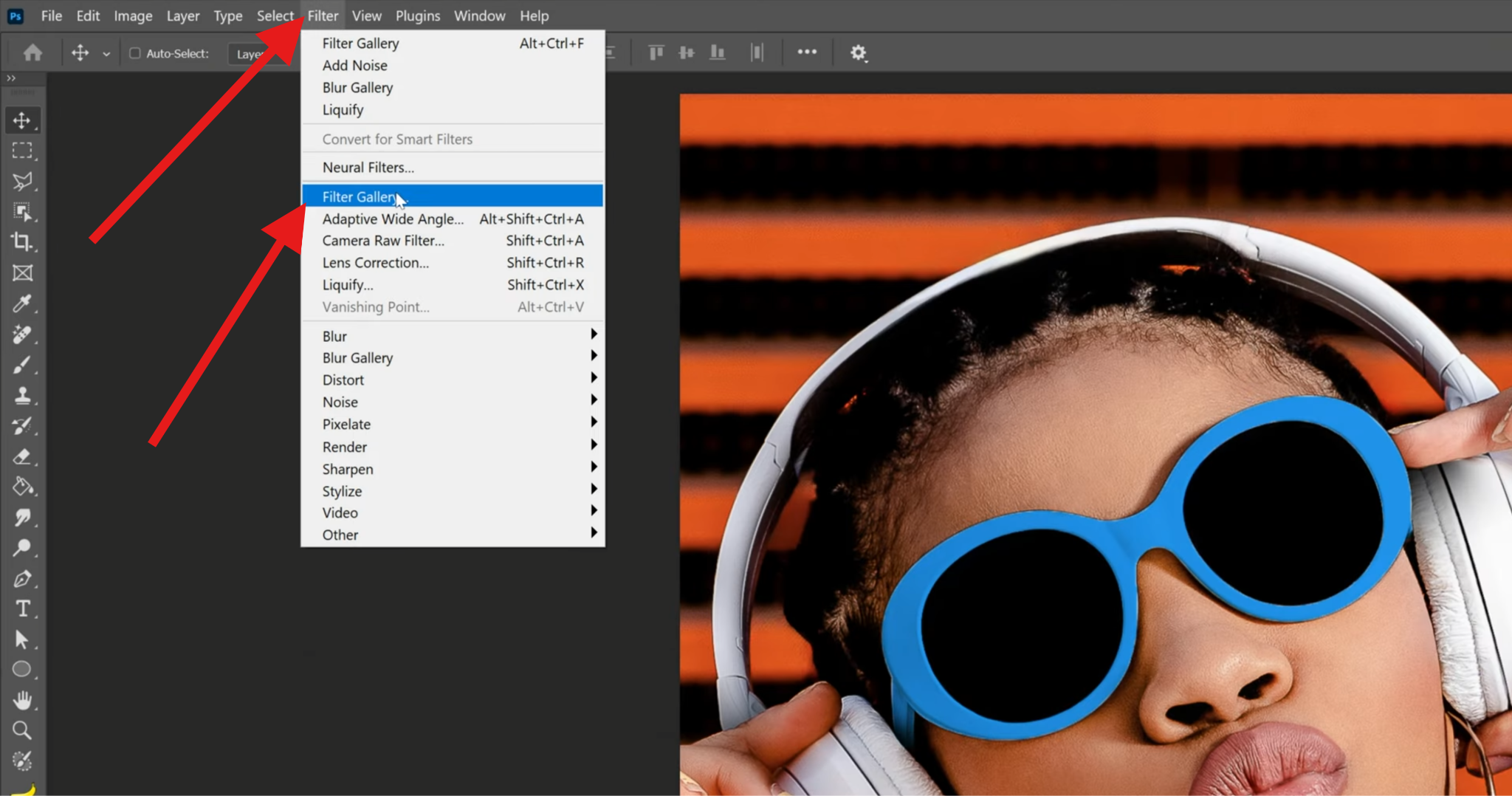 select filter gallery feature photoshop desktop