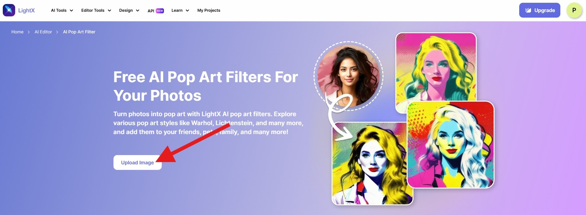 go to lightx pop art page