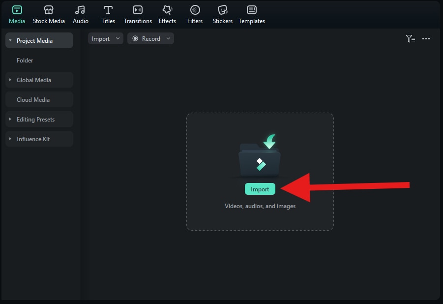 click to import image filmora desktop