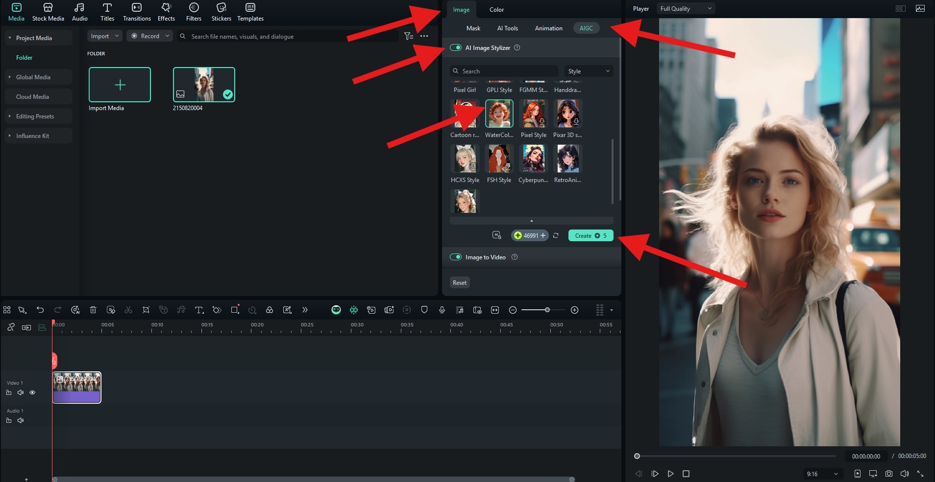 drag image to timeline filmora desktop