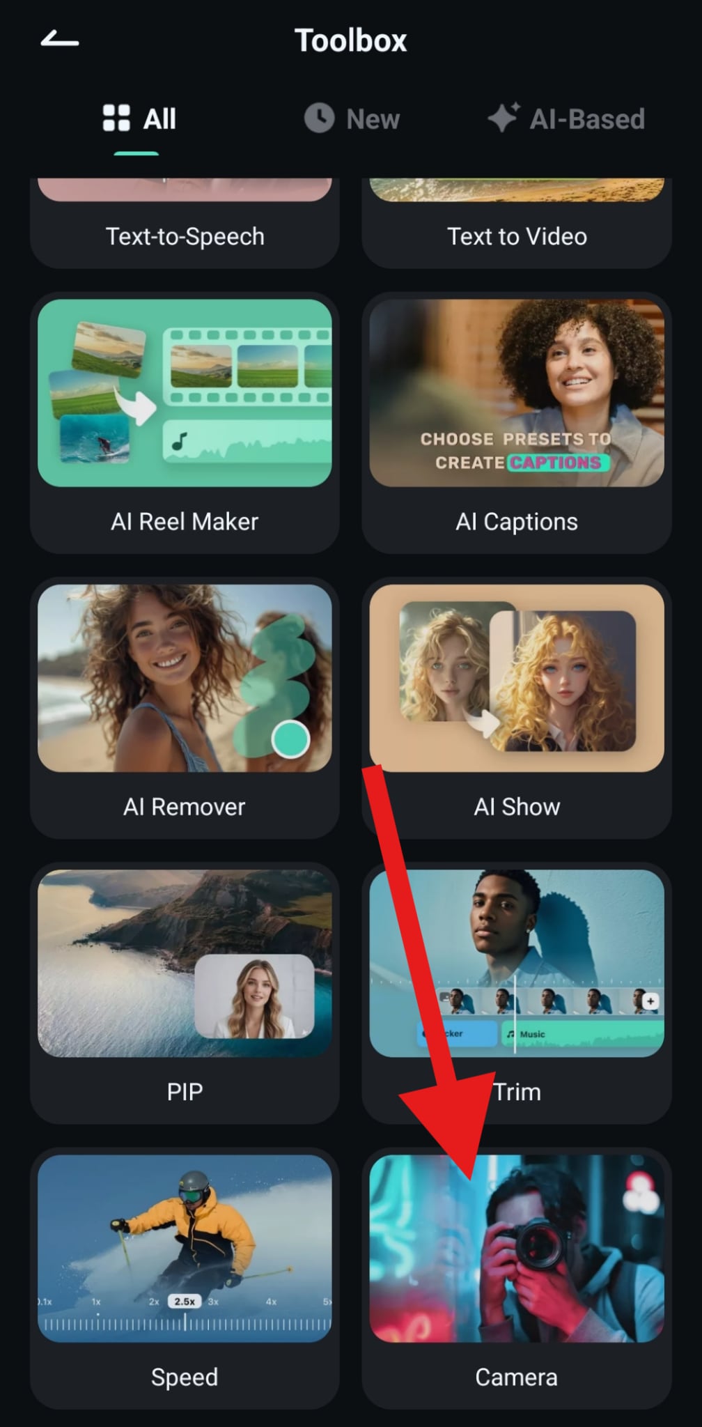 use the filmora camera feature mobile