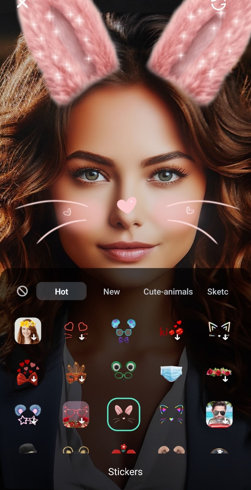 activate camera stickers in filmora app