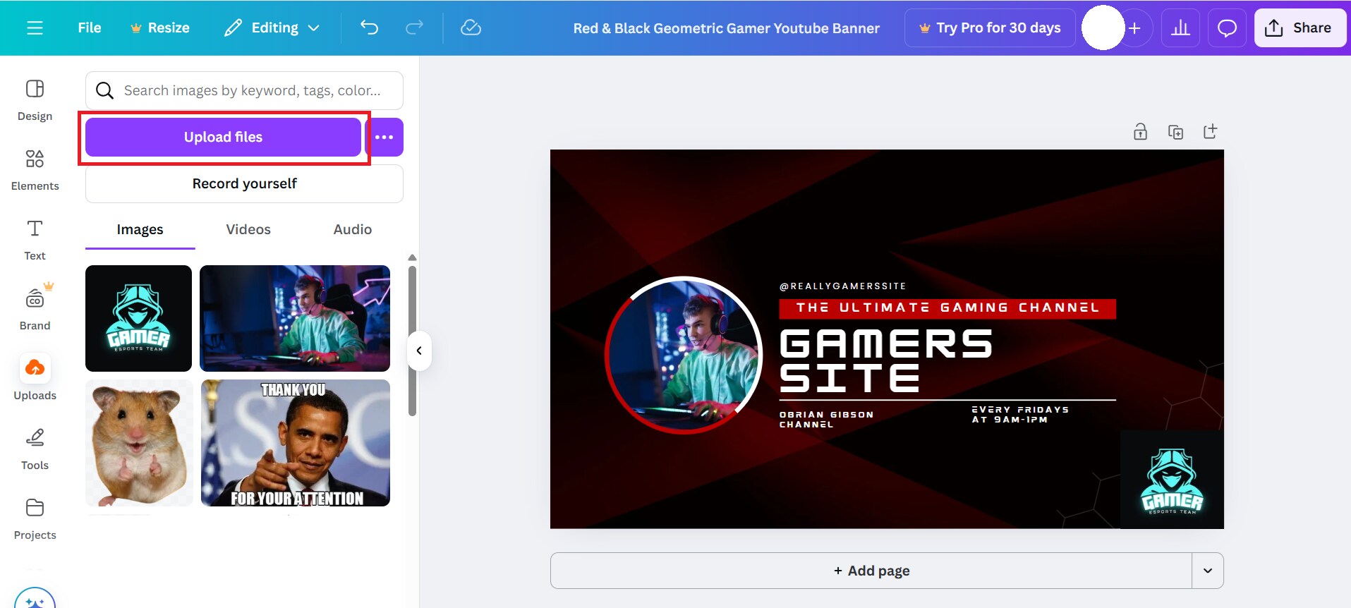 upload your image and logo