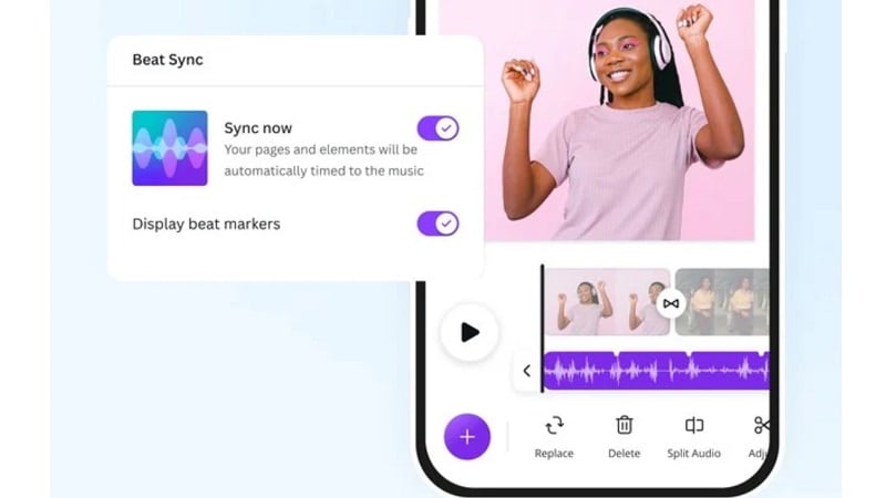 beat sync feature on canva mobile