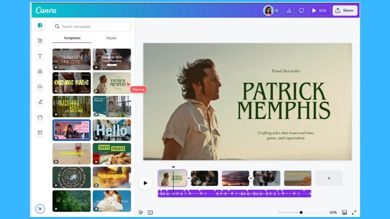 canva video editing interface