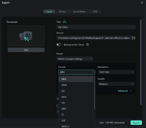 export and share