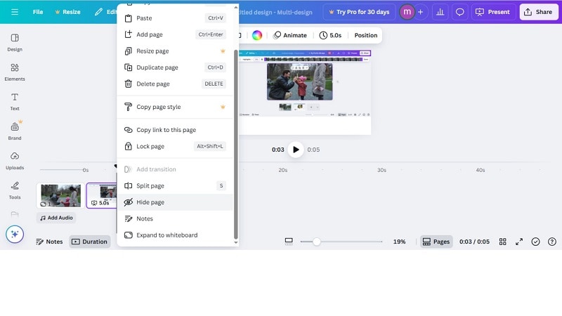 how to cut a video in canva