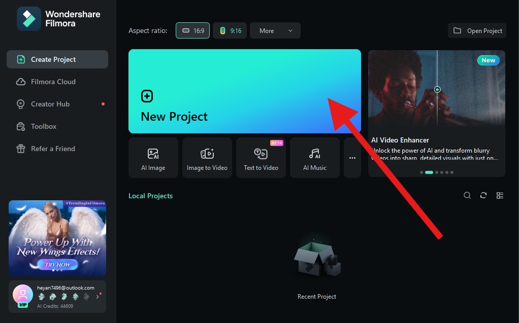 filmora desktop new project creation tutorial